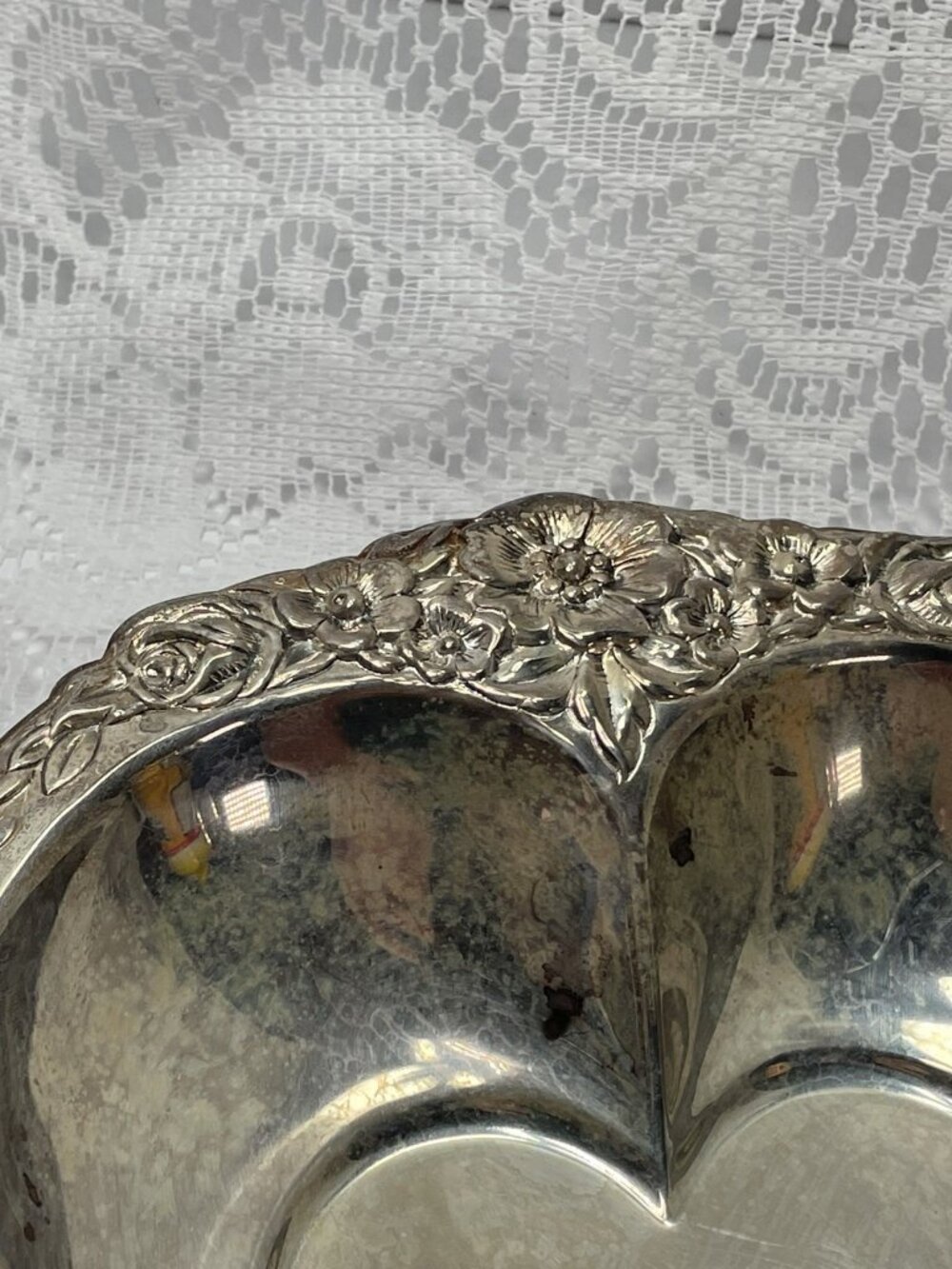 Vintage Laurel Mist 648 Silver Heart Shaped Candy Dish 7.25" Trinket Candy Tray - Picture 4 of 12